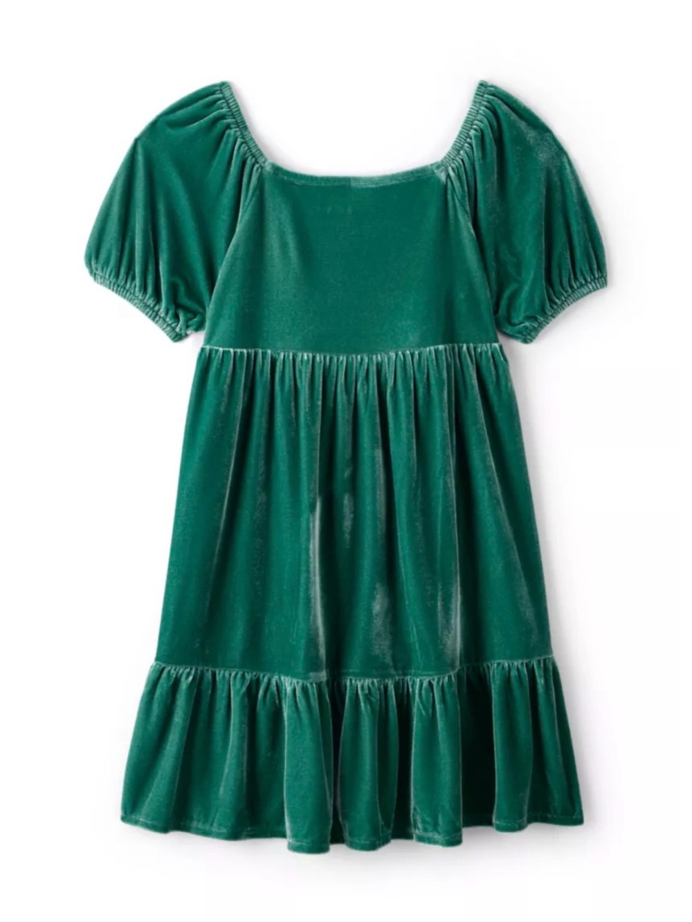 Carter's Girls Emerald Velvet Puff-Sleeve Tiered Dress Size 14